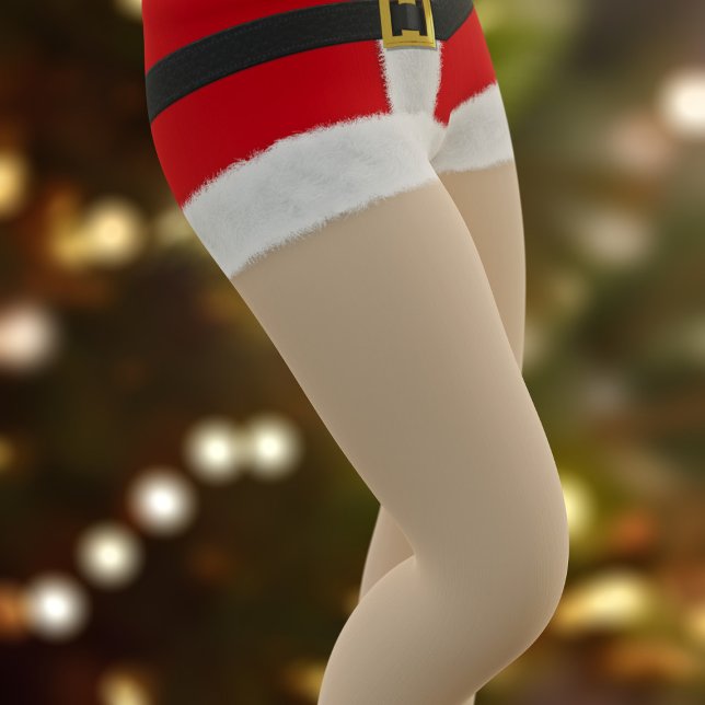Fru Jultomten Kort! God juldräkt Leggings (Santa hot pants! A fun and festive pair of Christmas leggings perfect for all Santa Parties)