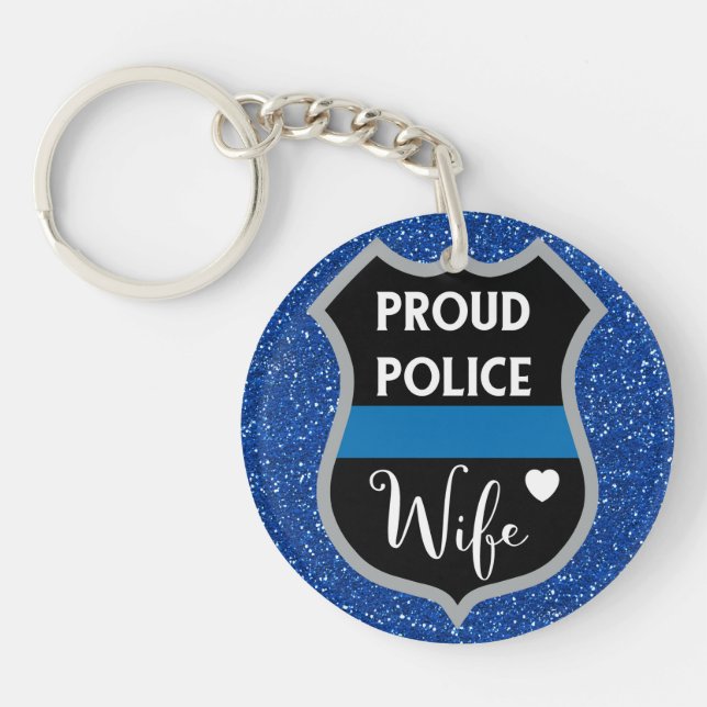 Fru Keychain för polis för glitterakryl stolt (Framsidan)