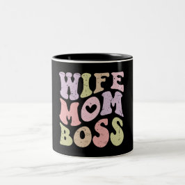 Fru Mamma Chef Retro Groovy Mors dag Svart Två-Tonad Mugg