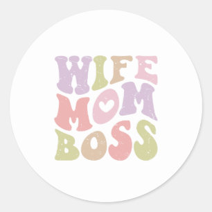 Fru Mamma Chef Retro Manus Groovy Mors dag  Runt Klistermärke