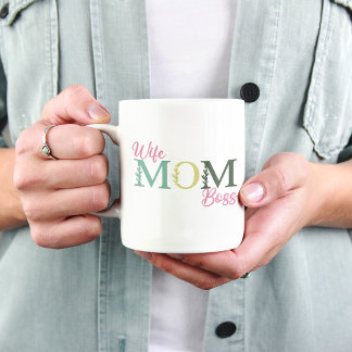 Fru Mamma Chef Söt Blommig Typografi Mamma Present Kaffemugg