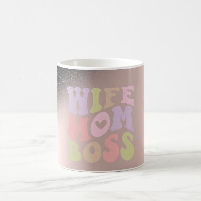 Fru Mamma Chef Svart Glitter Ombre Rosguld  Kaffemugg (Center)
