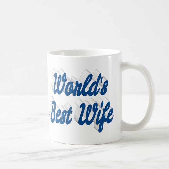 Fru med blå halvt text  kaffemugg (Höger)