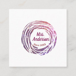 Fru namn rosa mauve kant sedan år bröllop brud fyrkantigt visitkort