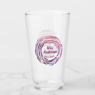 Fru namn rosa mauve kant sedan år bröllop brud glaskopp