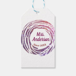 Fru namn rosa mauve kant sedan år bröllop brud presentetikett