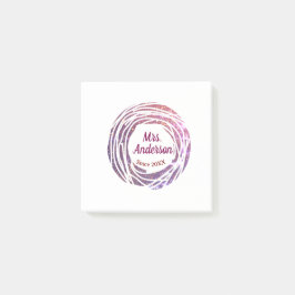 Fru namnet rosa mauve kant sedan år bröllop brud post-it block