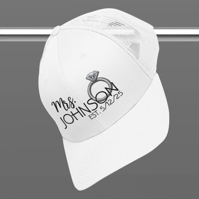 Fru Nyligen Gift Brud Falskt Ring Broderad Lapp Keps (Skapare uppladdad)