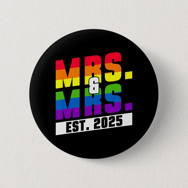 Fru och fru est. 2025 - HBTQ-Högfärdsbröllop  Knapp (Framsida)