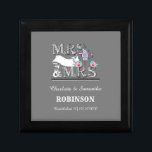 Fru och fru Personlig Lesbisk Bröllop Gift Minnesask<br><div class="desc">En speciellare bröllop-gåva på en speciellare dag till paret lycklig lesbisk. Den här söta designen,  "MRS. och MRS." med ett sött par love birds och fågelhus i rosa och blått. Glöm inte att anpassa den efter datumet för bröllop och deras namn och efternamn för extra speciellare beröring.</div>
