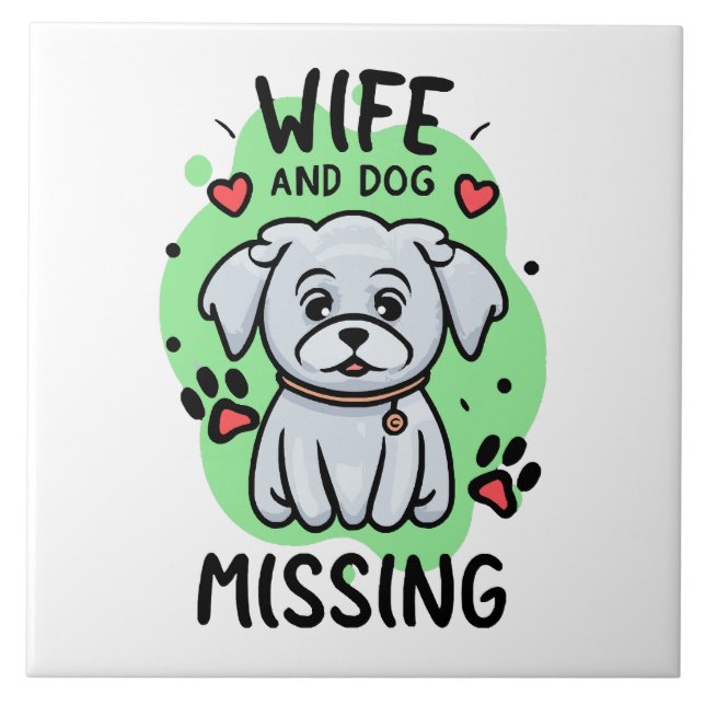 Fru och hund saknas kakelplatta (Framsidan)