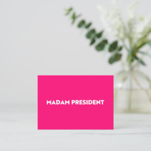 Fru ordförande, den moderna typografin shock rosa anteckningskort