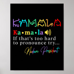 Fru ordförande! Pro Kamala Harris Colorful Cat Typ Poster