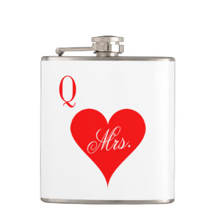 Fru Queen of hearts bröllop-kolv för fru Fickplunta