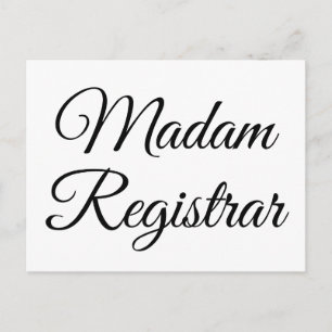 Fru Registrar Vykort