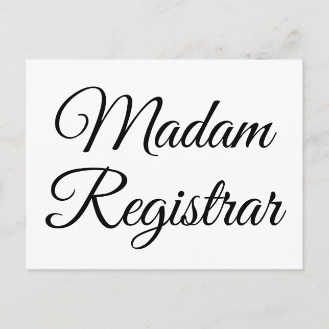 Fru Registrar Vykort (Framsida)