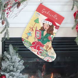 Fru Santa Jul nötknäppare kakor kök Liten Julstrumpa