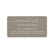 Fru Script Grått Bröllop Returadress
