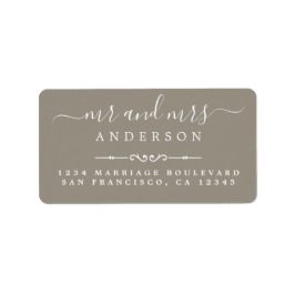 Fru Script Grått Bröllop Returadress Adressetikett