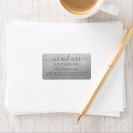 Fru Script Silver Bröllop Returadress Adressetikett