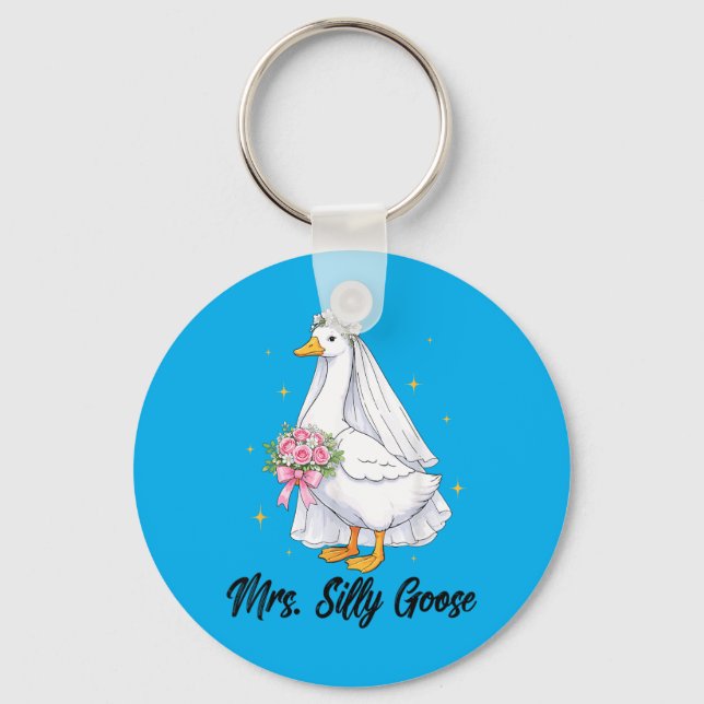 Fru Silly Goose Brud Att Vara Bröllop Silly Brud Nyckelring (Framsida)