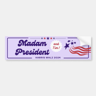 Fru talman (och Tim!) - Harris Walz 2024 Bildekal