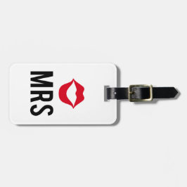 Fru text med röd läppar, för kopplar ihop bagagebricka