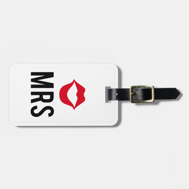 Fru text med röd läppar, för kopplar ihop bagagebricka (Horisontell Framsida)