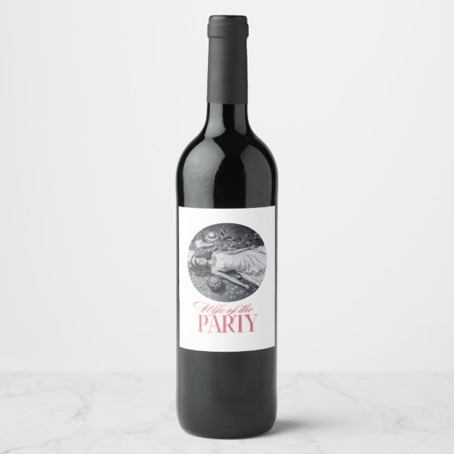 Fru till festens design | Brudparty Vinflaska Etikett (Framsida)