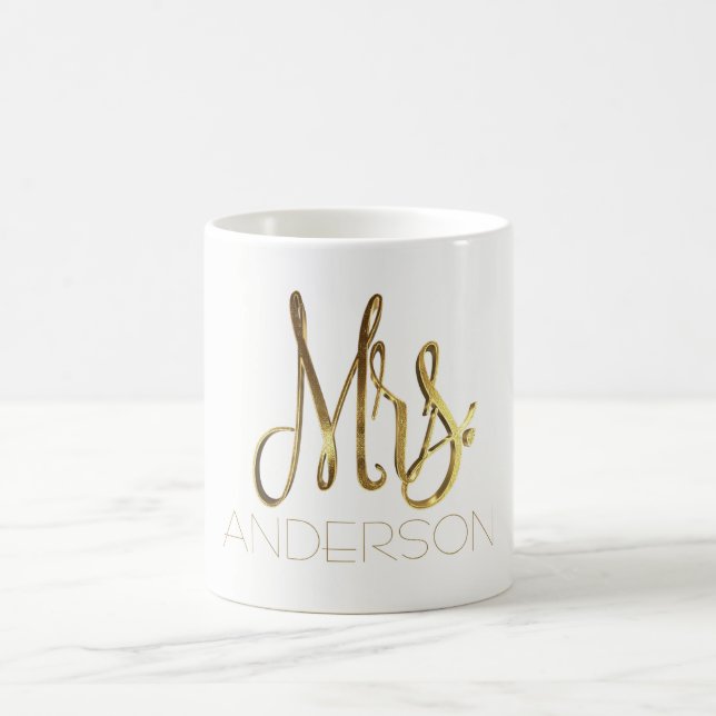 Fru tillfogar guld- elegant typografi för känd kaffemugg (Center)