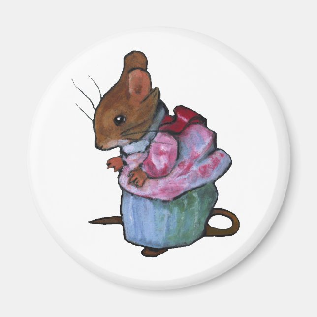 Fru Titlemouse, efter Beatrix-Potterna: Oil Pastel Magnet (Framsidan)