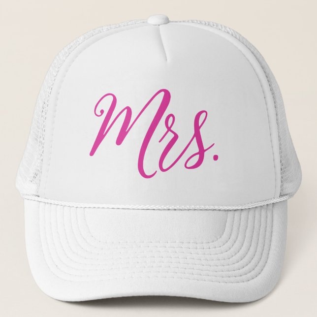 Fru Trucker Hatt – Rosa Chic Script Design Keps (Framsida)