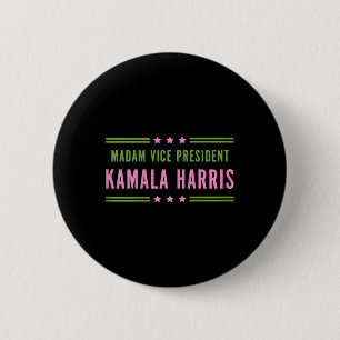 Fru Vice! President Kamala Harris Rosa Grönt Knapp