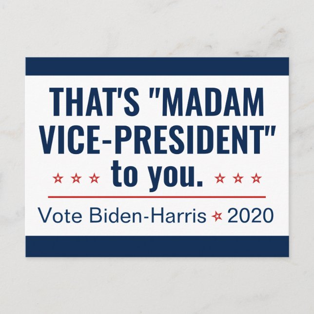 Fru Vice-talman Kamala Harris Biden 2020 Vykort (Framsida)
