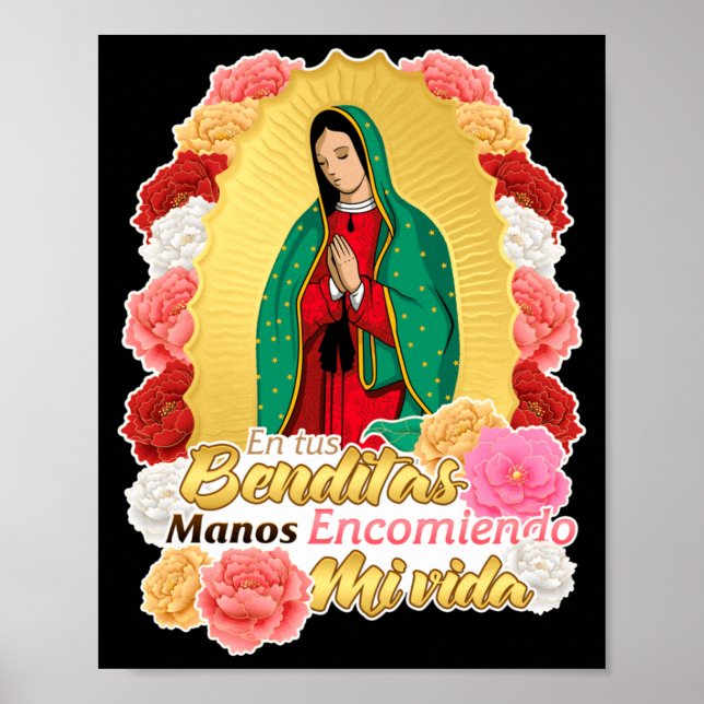 Fru Virgen De Guadalupe Sankta Jungfru Maria Rosor Poster (Framsidan)
