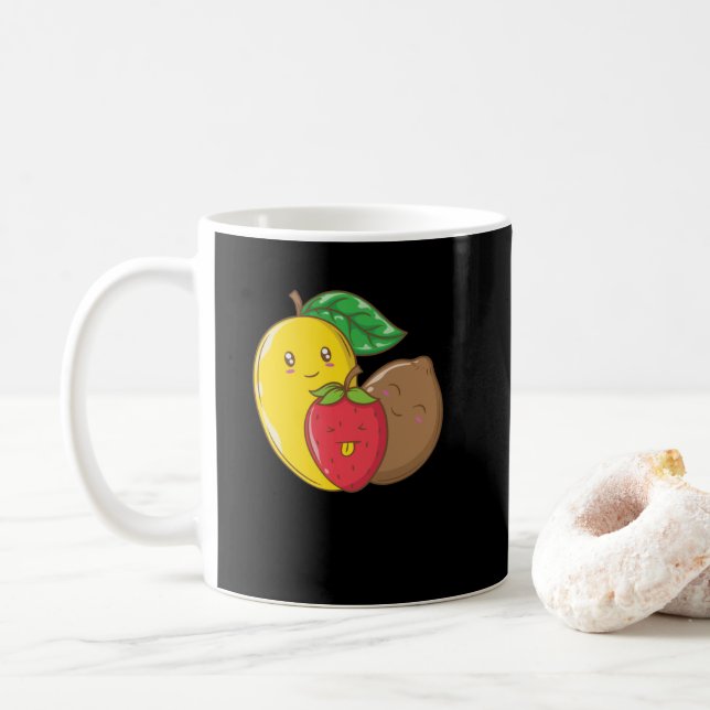 Früchtemix mit Mango, Erdbeere und Kiwi Kaffemugg (Med munk)