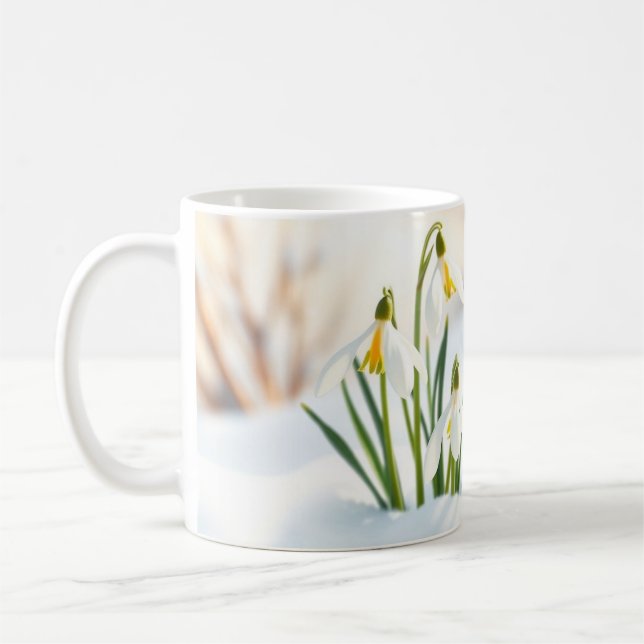 Frühlingserwachen Tasse Schneeglöckchen Krokusse Kaffemugg (Vänster)