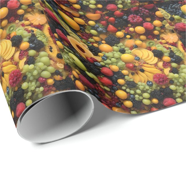Fruit Älskare Delight Colorful Platter Presentpapper (Rullad Hörn)