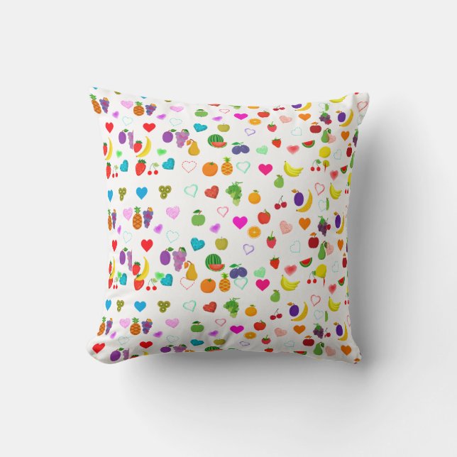 fruit and heart pattern Throw Pillow Kudde (Framsida)