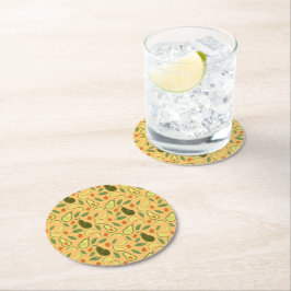 Fruit Basket Mönster Collection - Avocado Underlägg Papper Rund