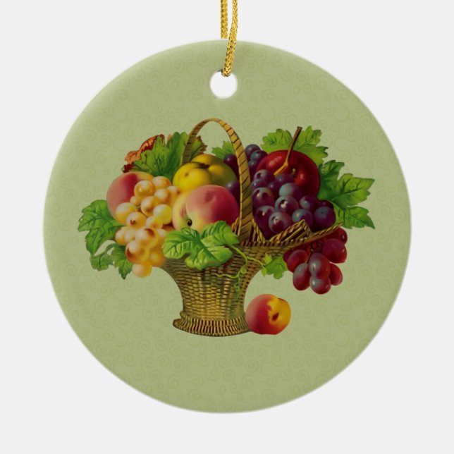 Fruit Basket Vintage Art Ornament (Framsidan)
