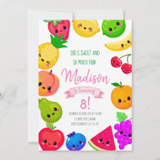 Fruit Birthday Invitation, Tutti Frutti Invitation Inbjudningar