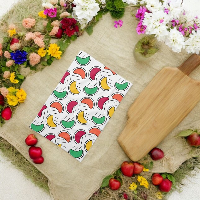 Fruit Candy Shapes Mönster Kökshandduk (Kitchen Towel)
