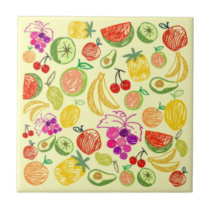 Fruit Doodle Mönster Kakelplatta