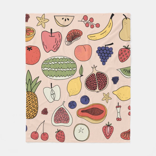 Fruit hand drawn pattern fleecefilt (Framsidan)