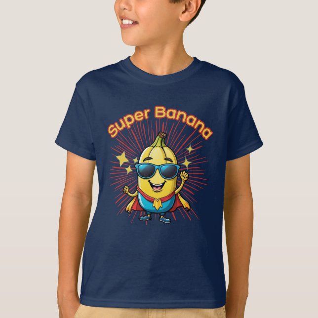 Fruit Hero: Toppen Banana Äventyr kawaii T Shirt (Framsida)