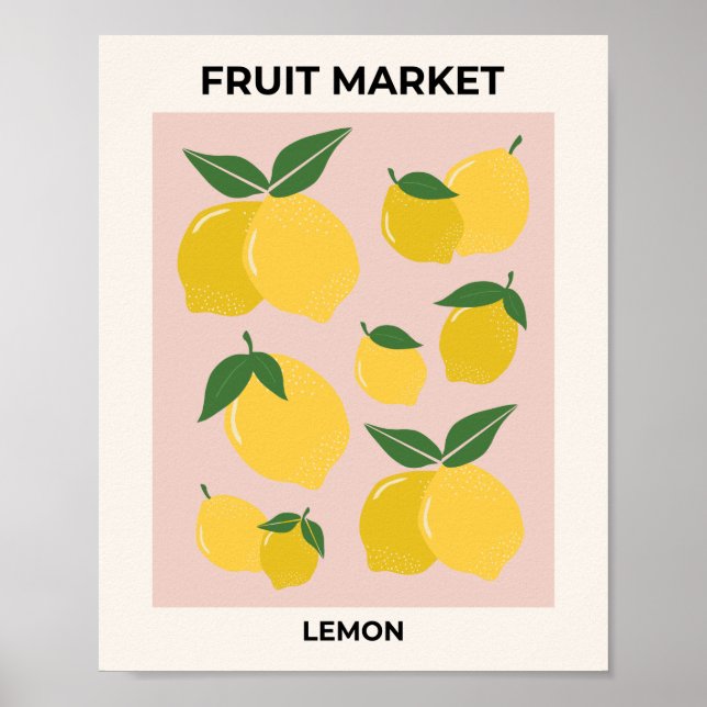 Fruit Market Lemon Print Modern Food Art Abstract Poster (Framsidan)