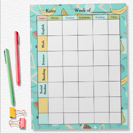 Fruit Memphis Pattern Homework Assignment Anteckningsblock