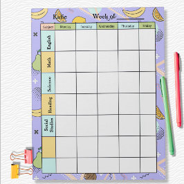 Fruit Memphis Purple Homework Assignment Anteckningsblock