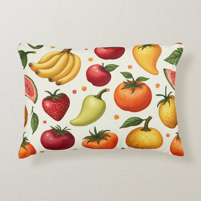 Fruit Mönster Pillow Cushion Prydnadskudde (Framsidan)